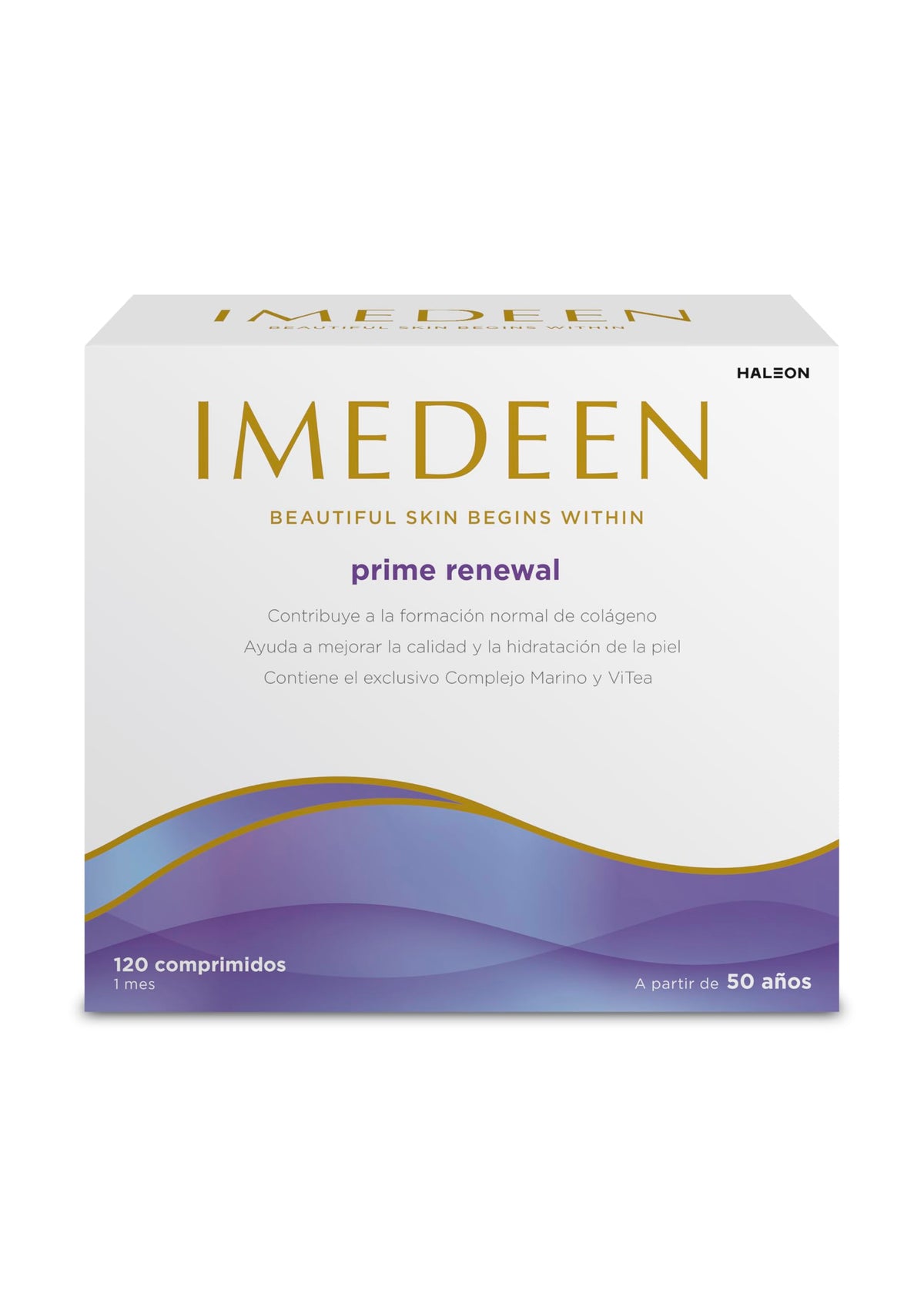 Imedeen Prime Renewal bottle close-up for daily skin support.