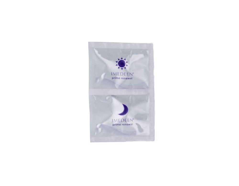 Imedeen Prime Renewal tablets front view highlighting convenient daily supplement for postmenopausal skin.