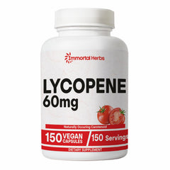 Immortal Herbs lycopene supplement bottle with capsules for daily carotenoid intake.