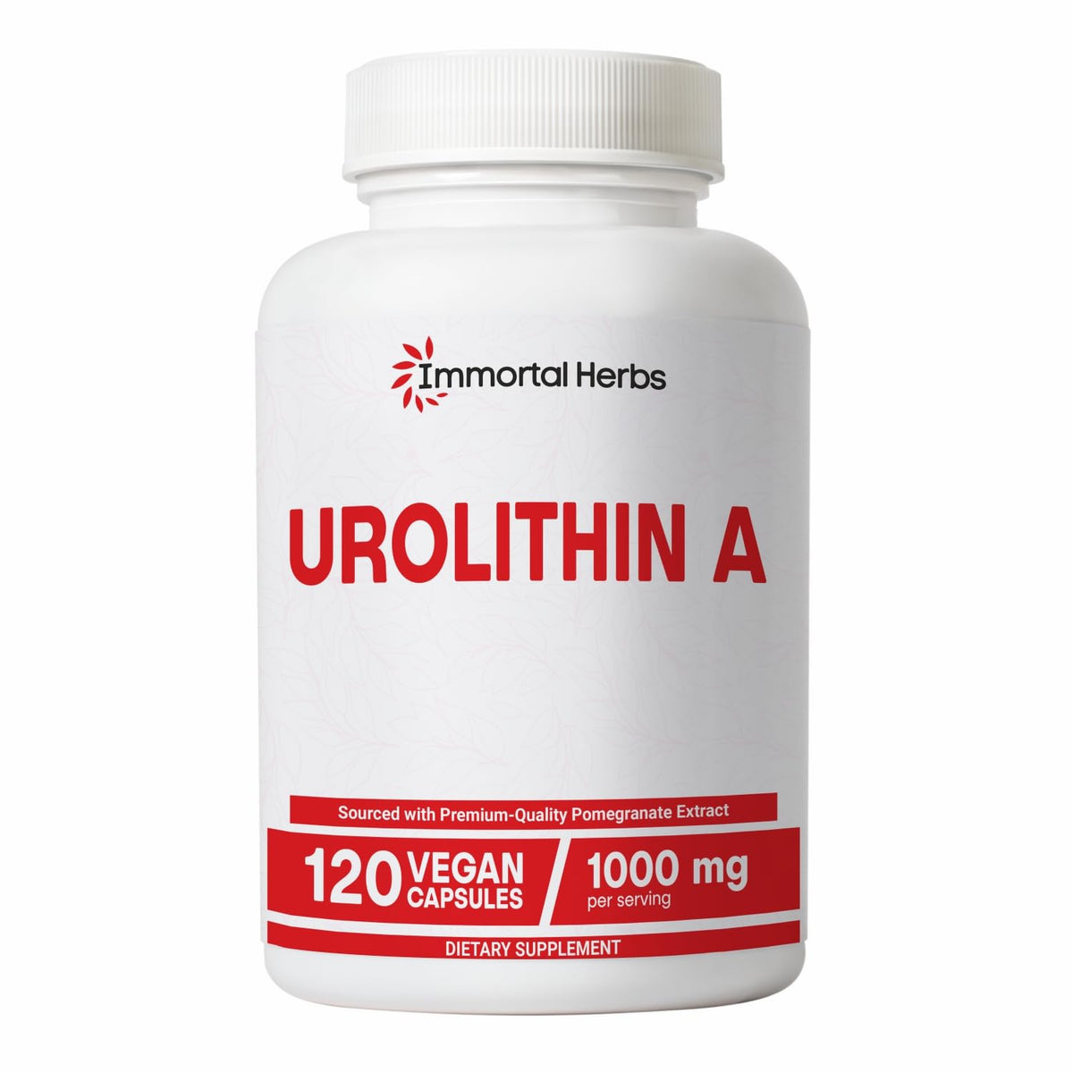 Immortal Herbs Urolithin A+ capsule close-up for daily wellness routine.