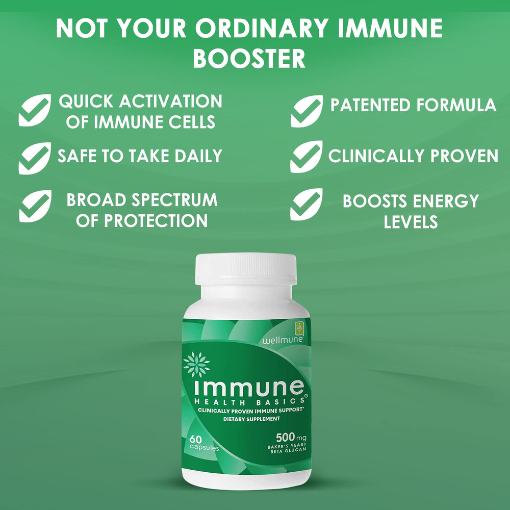 Immune Health Basics capsule closeup shows a pure, potent beta glucan formula.