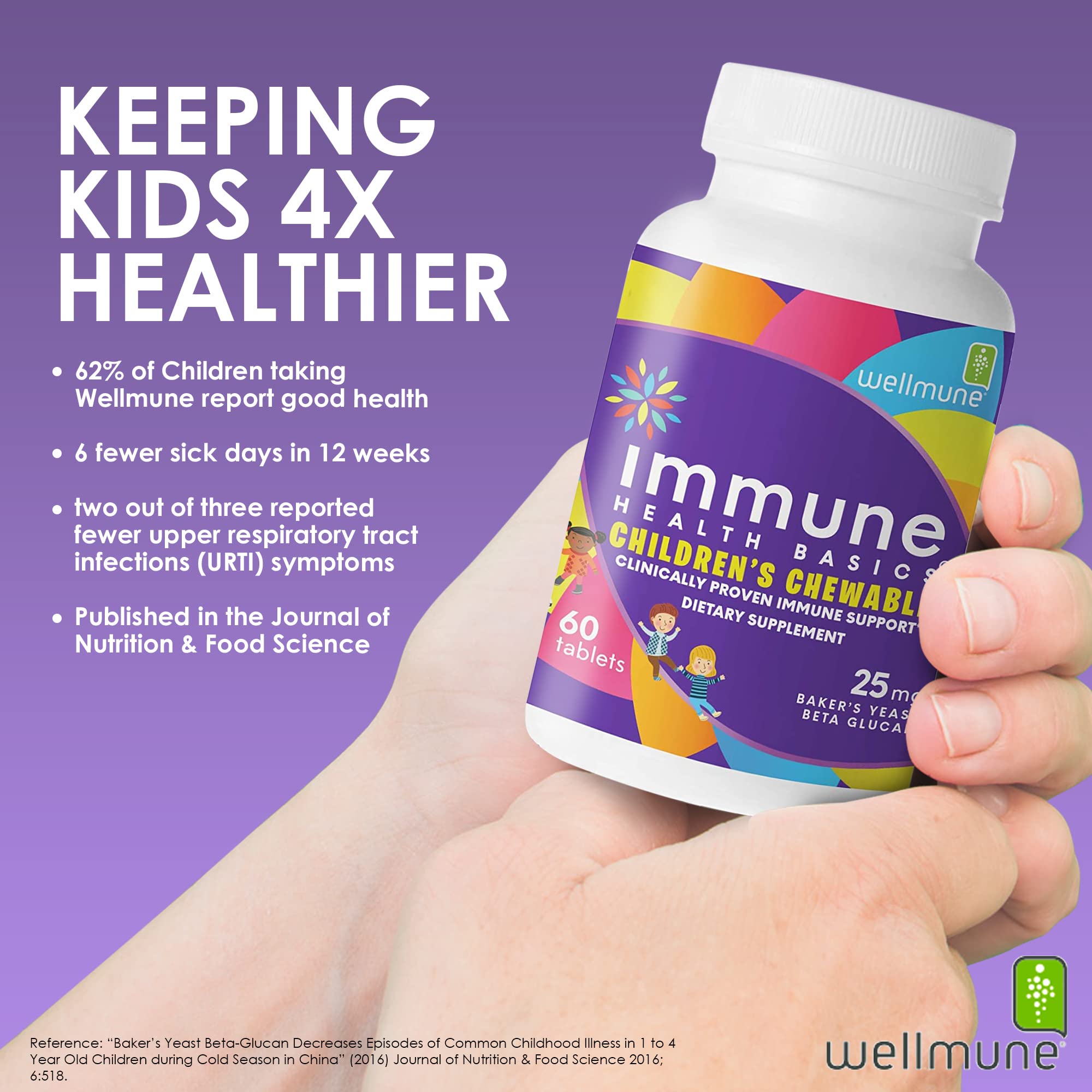 Immune Health Basics kids chewable dosing line demonstrates simple daily use.