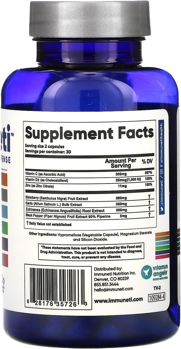Immuneti Advanced Immune D3 Zinc bottle with daily nutrients