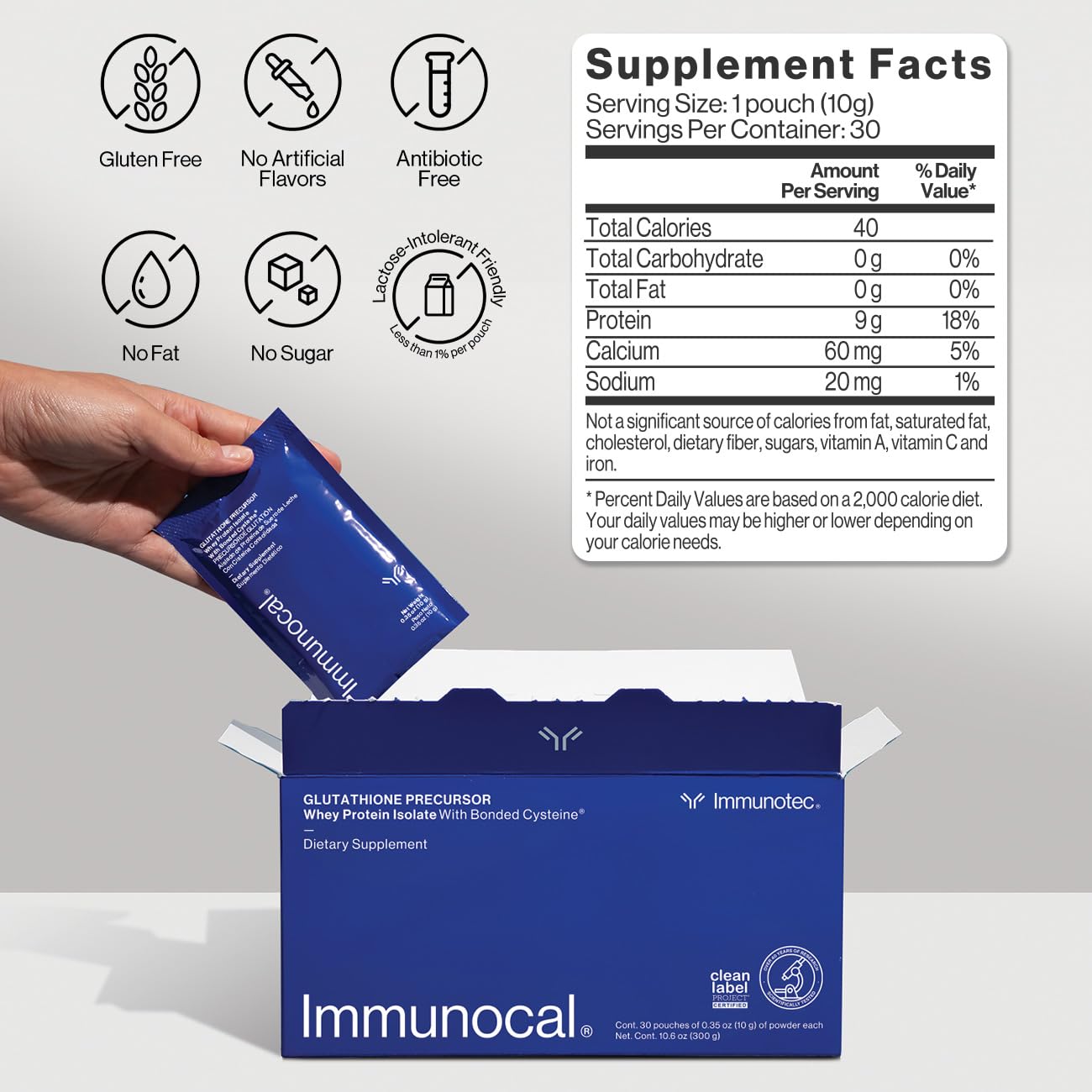 Immunocal Glutathione Precursor detox-support visual suggesting toxin removal and energy potential.