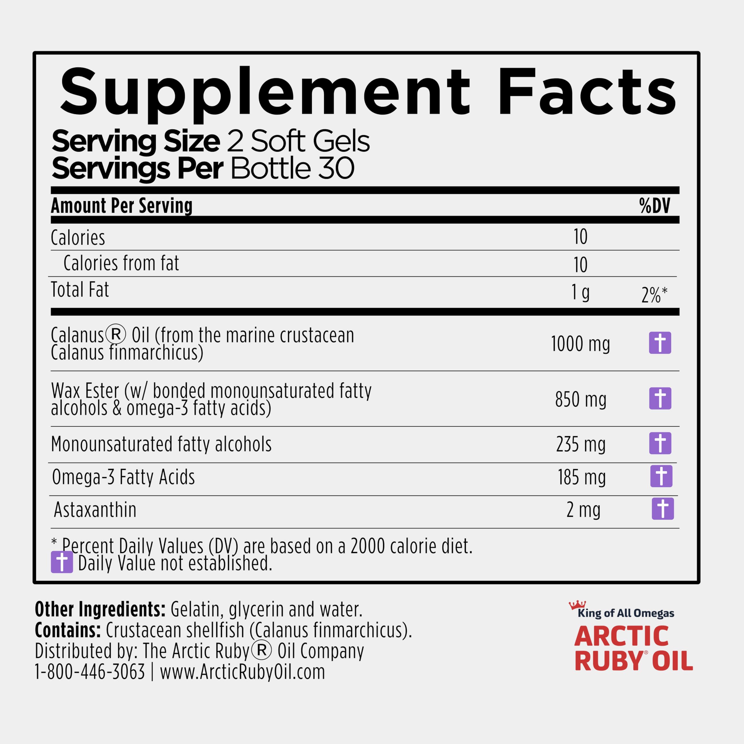 Arctic Ruby Oil with astaxanthin 2mg for antioxidant support.