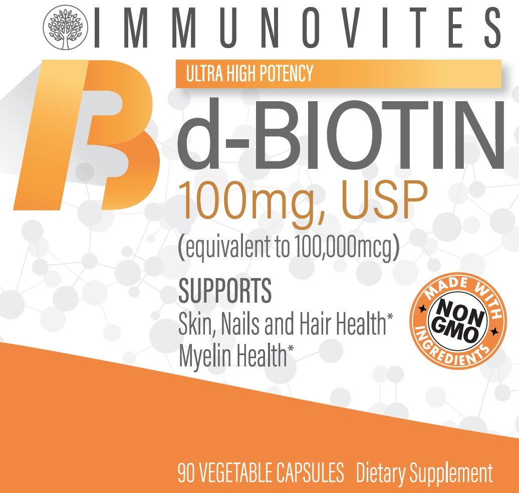 IMMUNOVITES biotin bottle on counter arranged for everyday use