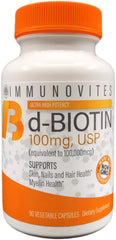 IMMUNOVITES high-dose biotin bottle for daily wellness support