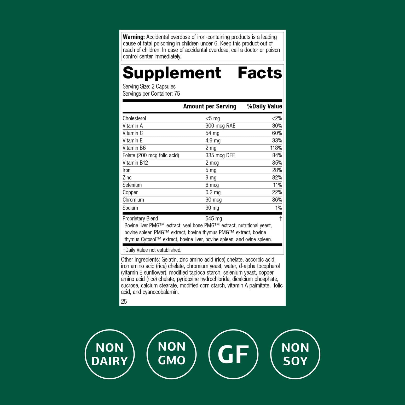 Immuplex capsules close-up highlighting mineral and vitamin blend.