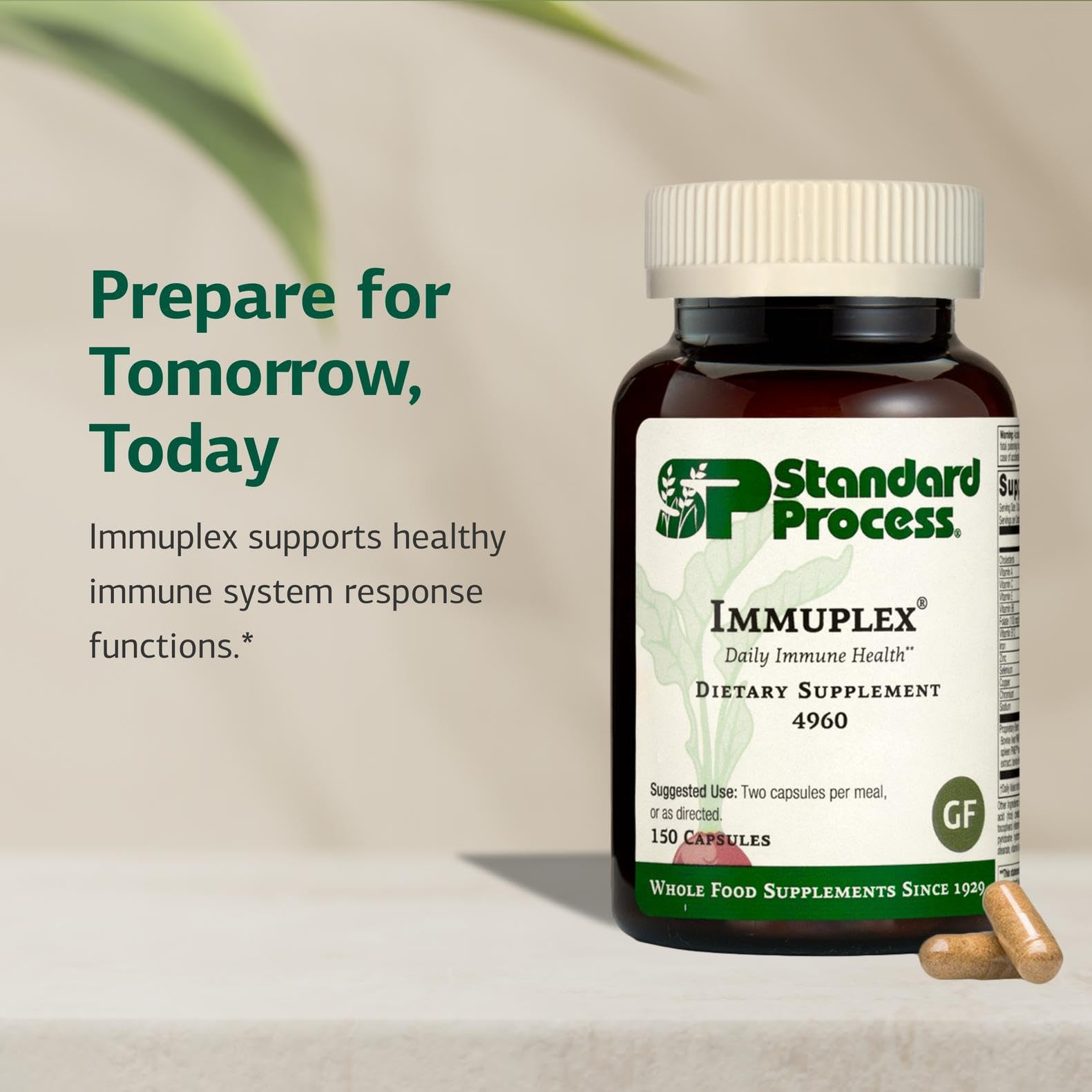 Immuplex ingredients zinc and iron for nutritional support.