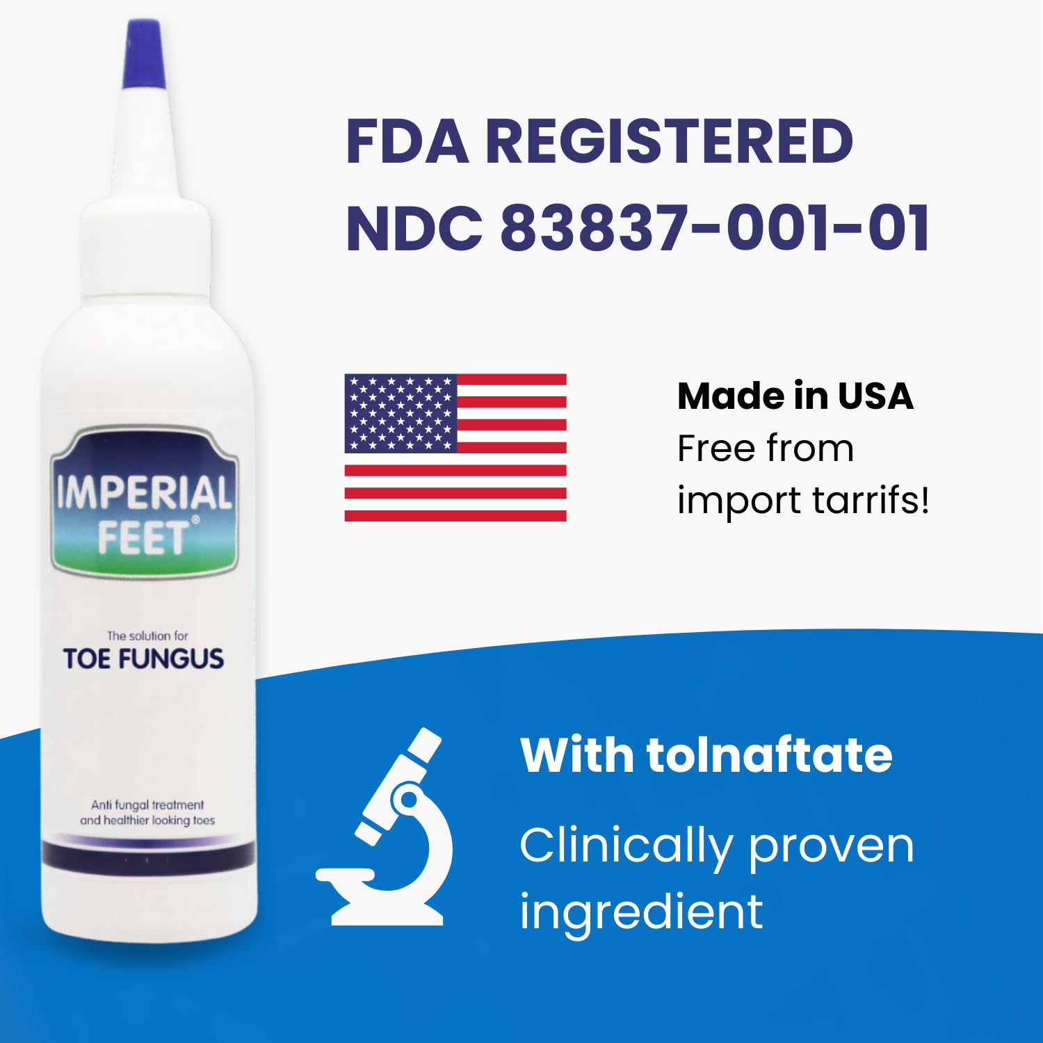 Imperial Feet dropper-application no-contact method shows hygienic use.