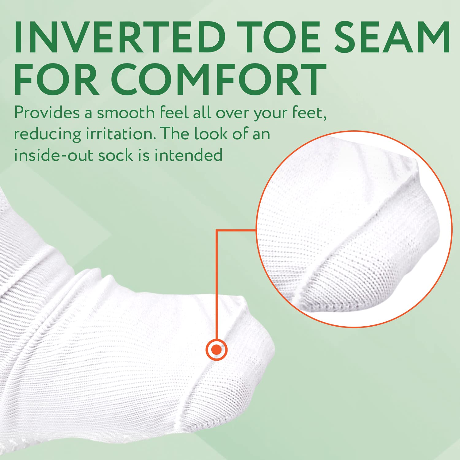IMPRESA durable fabric close up of wide sock for long wear
