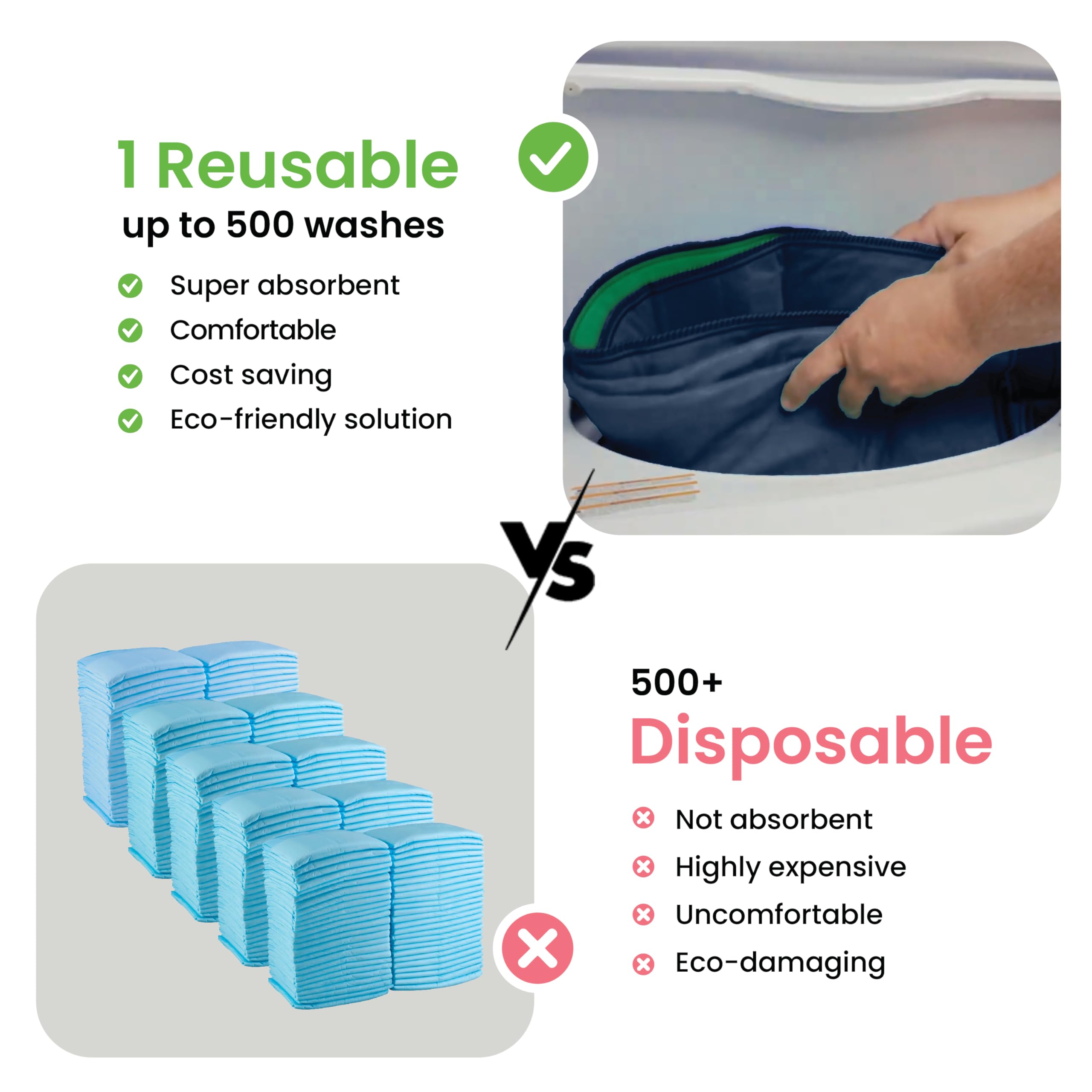IMPROVIA underpads with sewn reinforced seams for durability