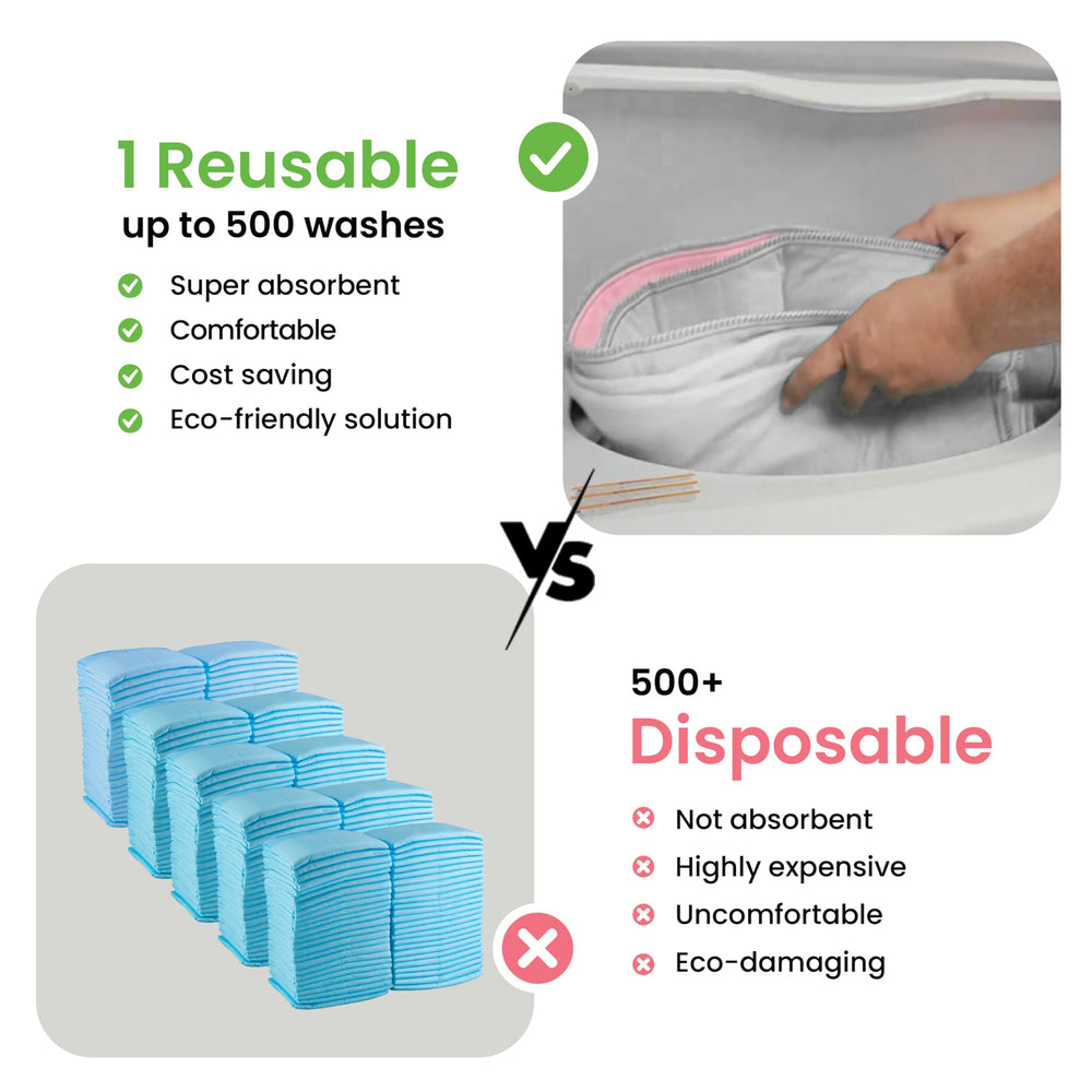IMPROVIA washable reusable pad cuts disposable pad waste