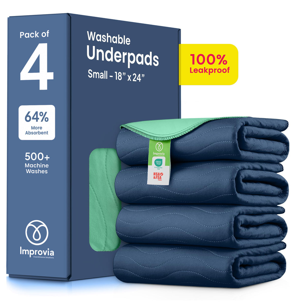 IMPROVIA washable underpads 4-pack shown for family room protection