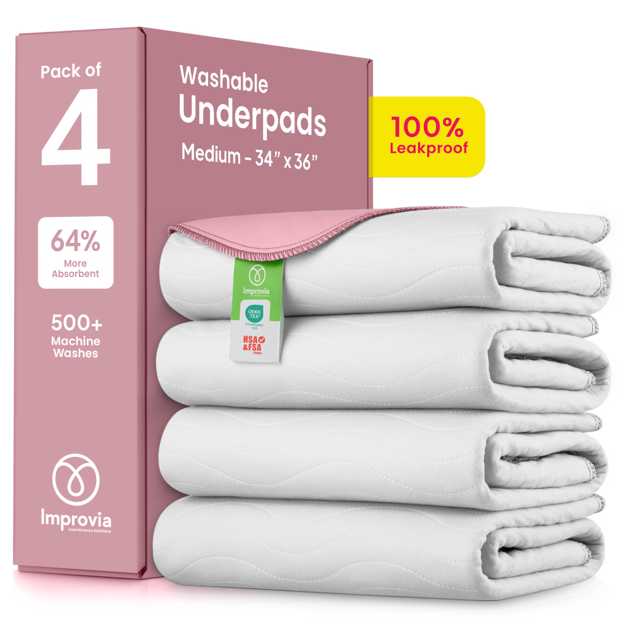 IMPROVIA washable underpads with edge-wicking absorption for leak protection