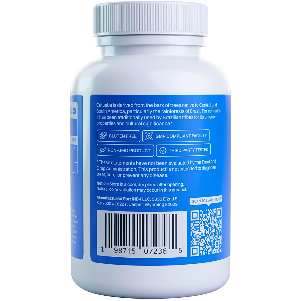INB4 CatuaPure label with benefits panel suggesting wellbeing support.
