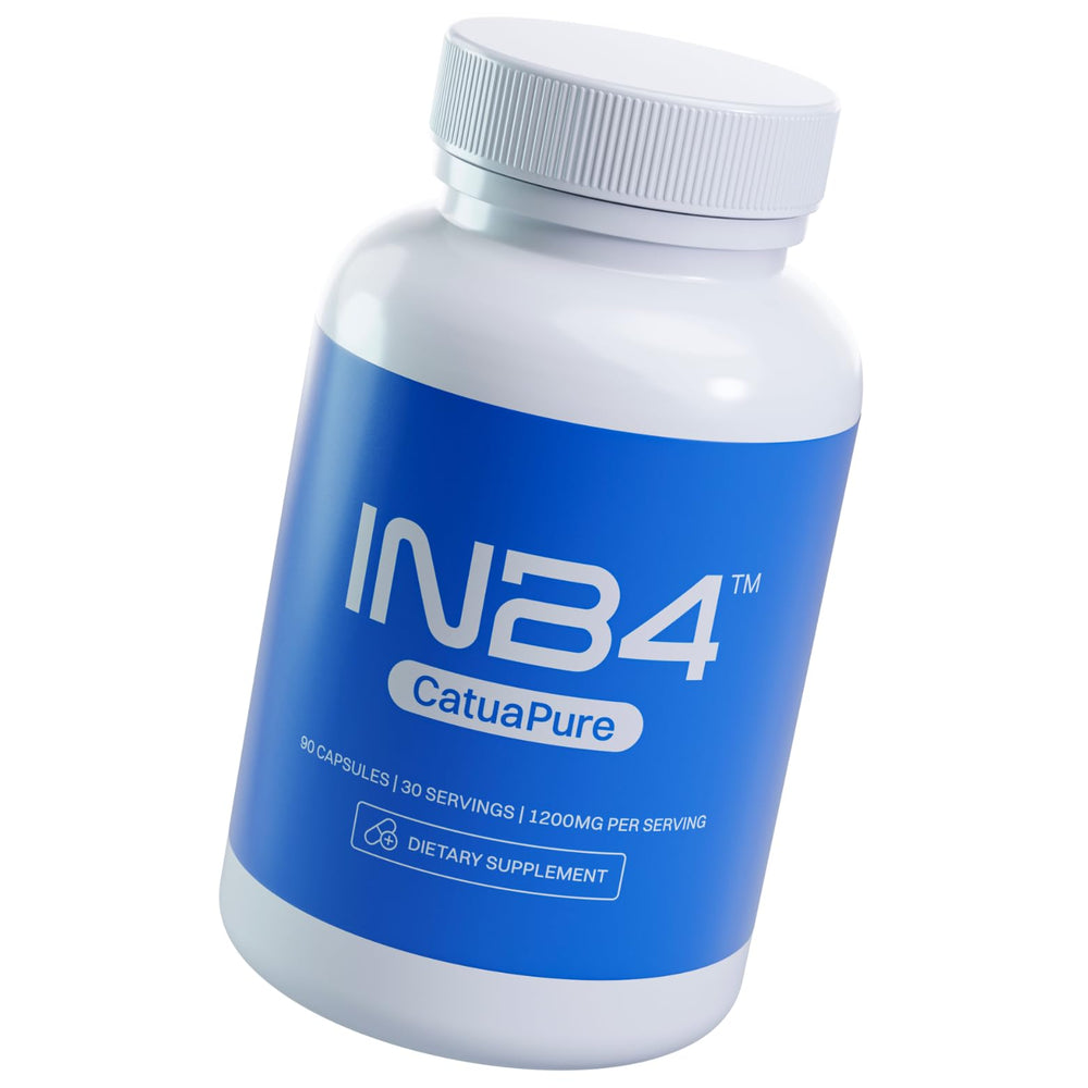 Macro shot of INB4 capsules emphasizing gluten-free, non-GMO quality.