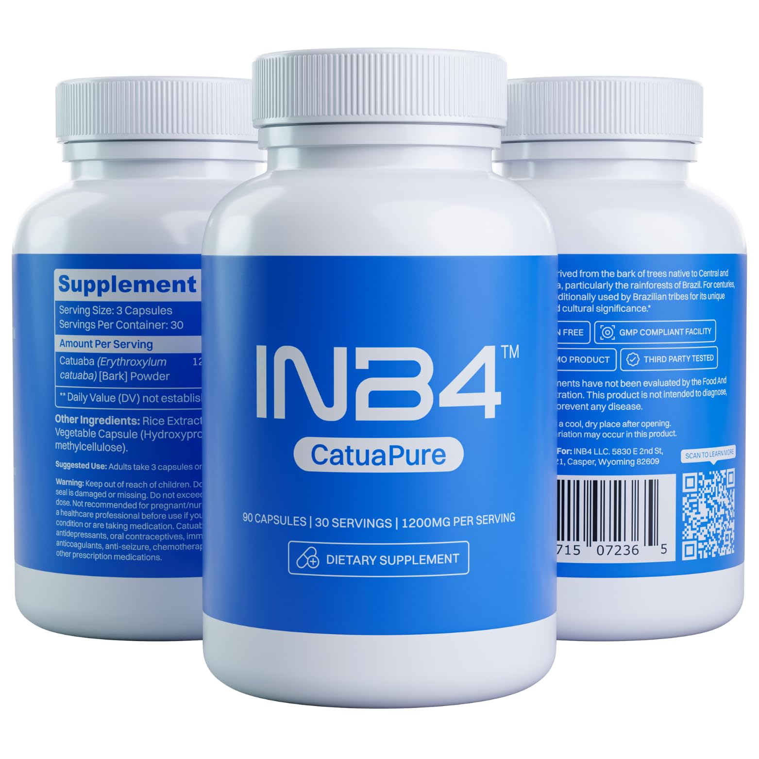 INB4 CatuaPure ingredients panel highlights catuaba bark origin.