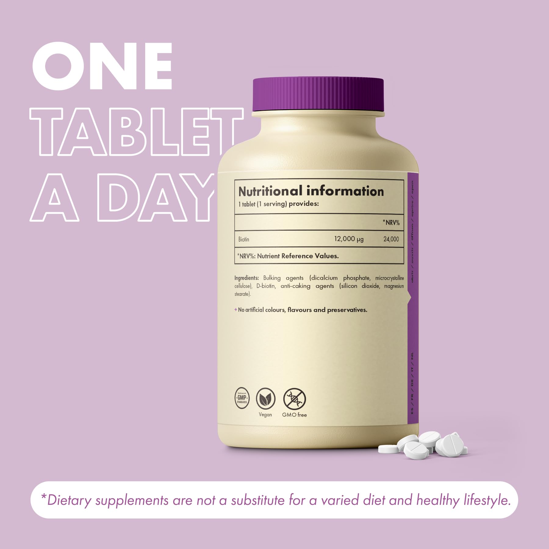 Incite Nutrition biotina empaque compacto para consumo diario