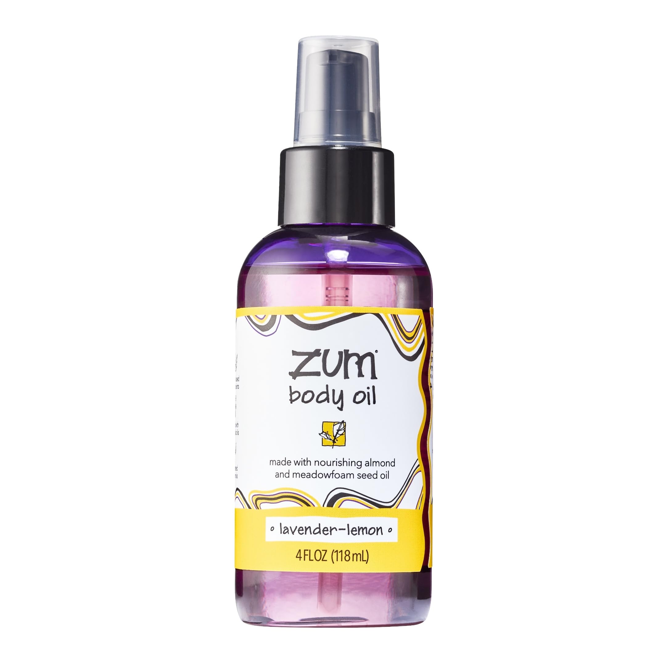 Indigo Wild Zum Lavender-Lemon Body Oil bottle for hydrating skin.