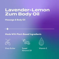 Indigo Wild Zum Lavender-Lemon Body Oil pour demonstrates easy massage use.