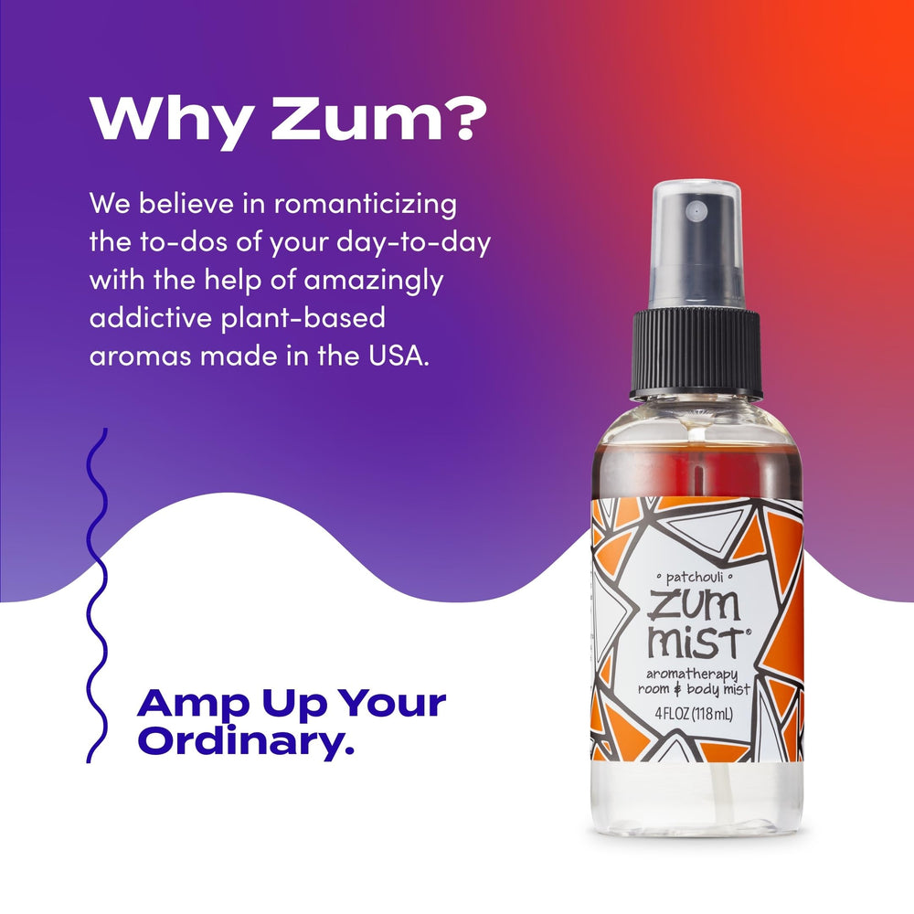 Ingredient close-up showing natural essential oils in Zum Mist.