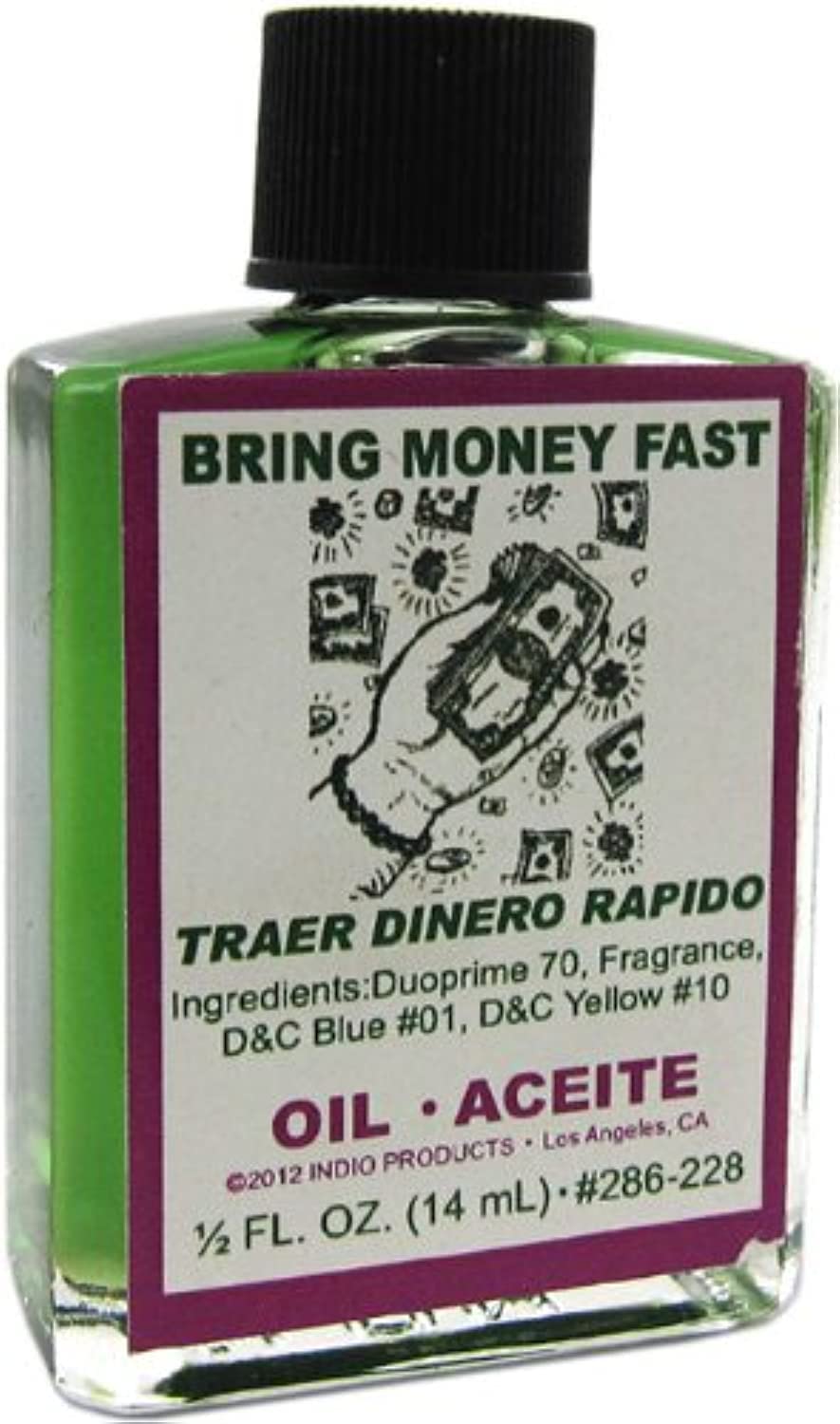 INDIO Bring Money Fast Oil bottle for wallet ritual use and meditation