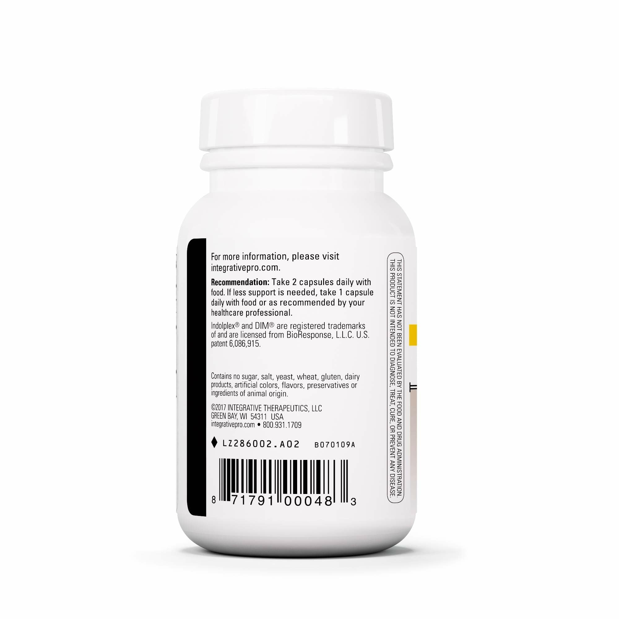 Indolplex bottle label close-up highlighting gluten-free and dairy-free formulation