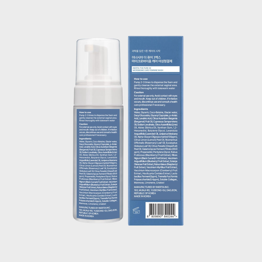 Inertia daily-use bottle with pump promoting convenient cleansing routine.