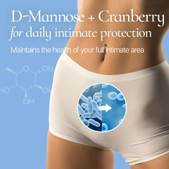 Inertia mannose cranberry extract ingredients shot showing gentle cleansing with natural extracts.