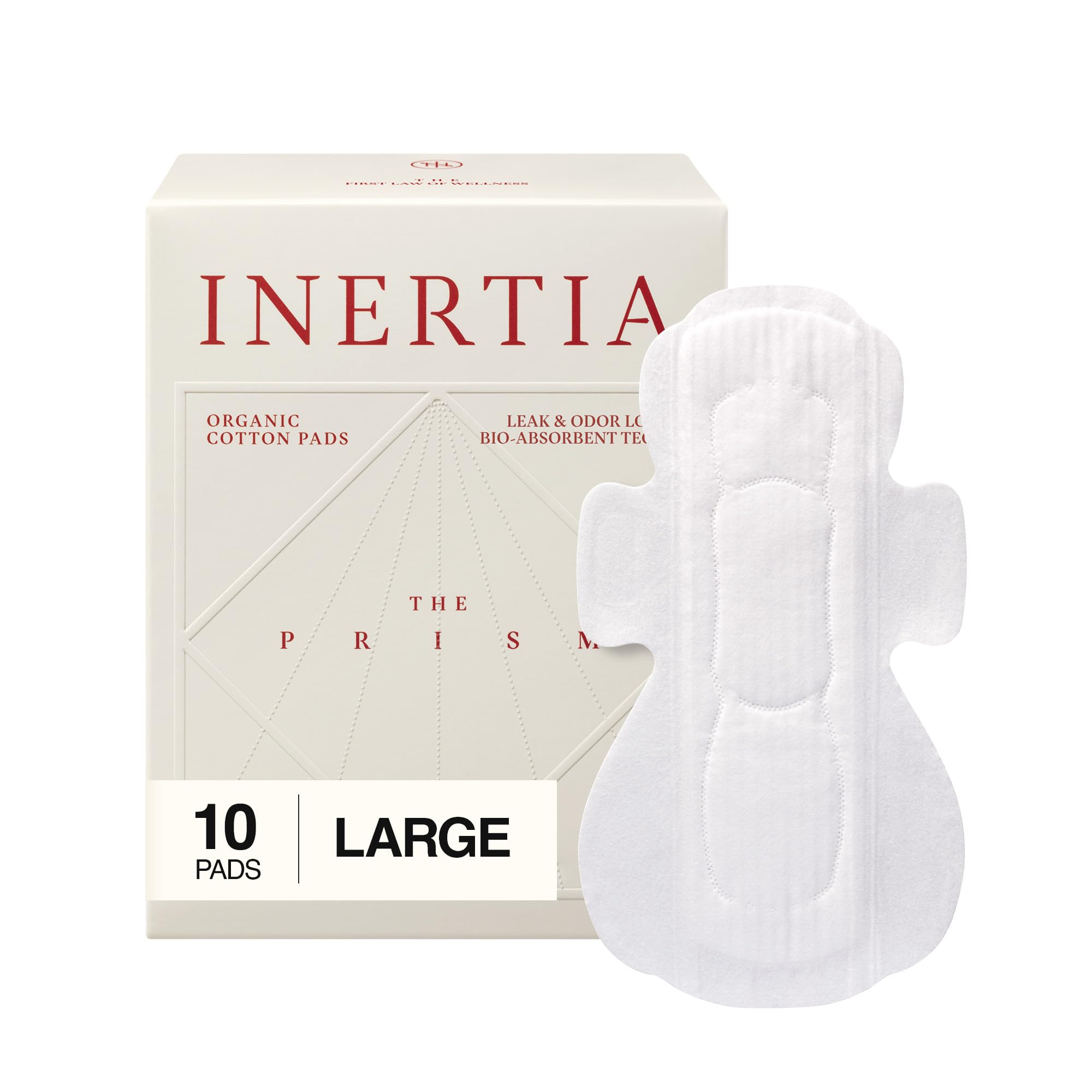 Inertia Prism White pad, top view, ultra-thin discreet daily protection