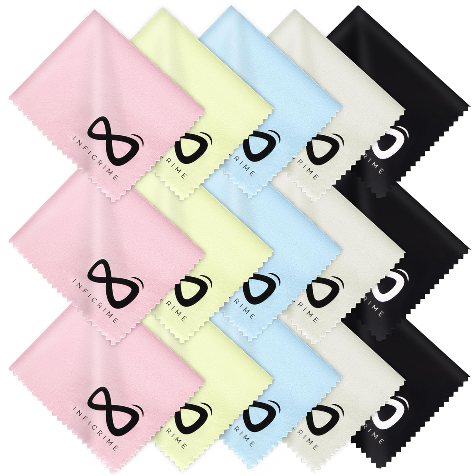 INFICRIME microfiber glasses cloth 7x6 inch pack for scratch-free cleaning