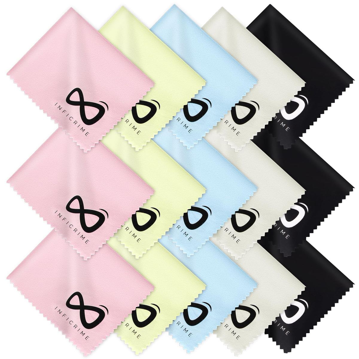 INFICRIME microfiber glasses cloth 7x6 inch pack for scratch-free cleaning