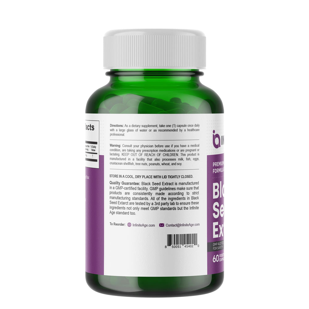 Infinite Age bottle and label highlighting vegan, solvent-free extract.