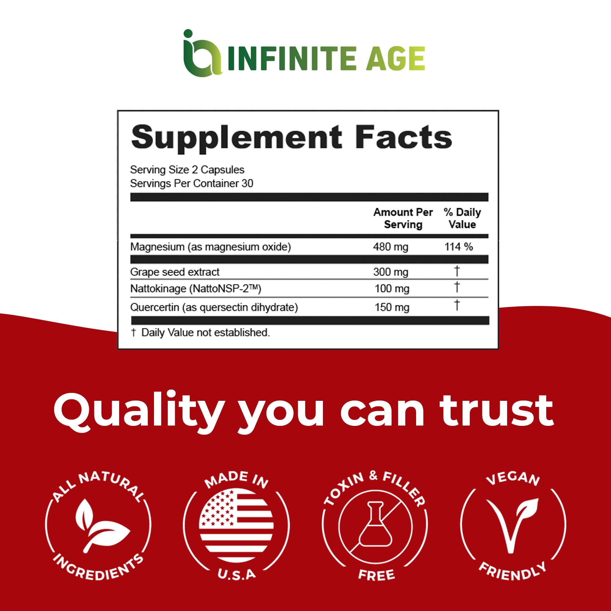 INFINITE AGE BP Lifeline bottle emphasizes magnesium capsules for joint comfort.