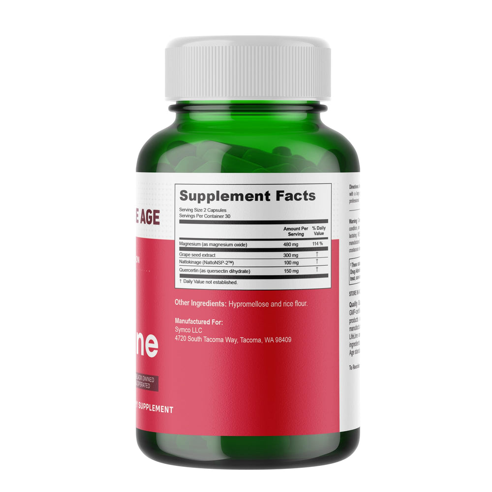 INFINITE AGE BP Lifeline bottle highlights nattokinase capsules for circulation support.