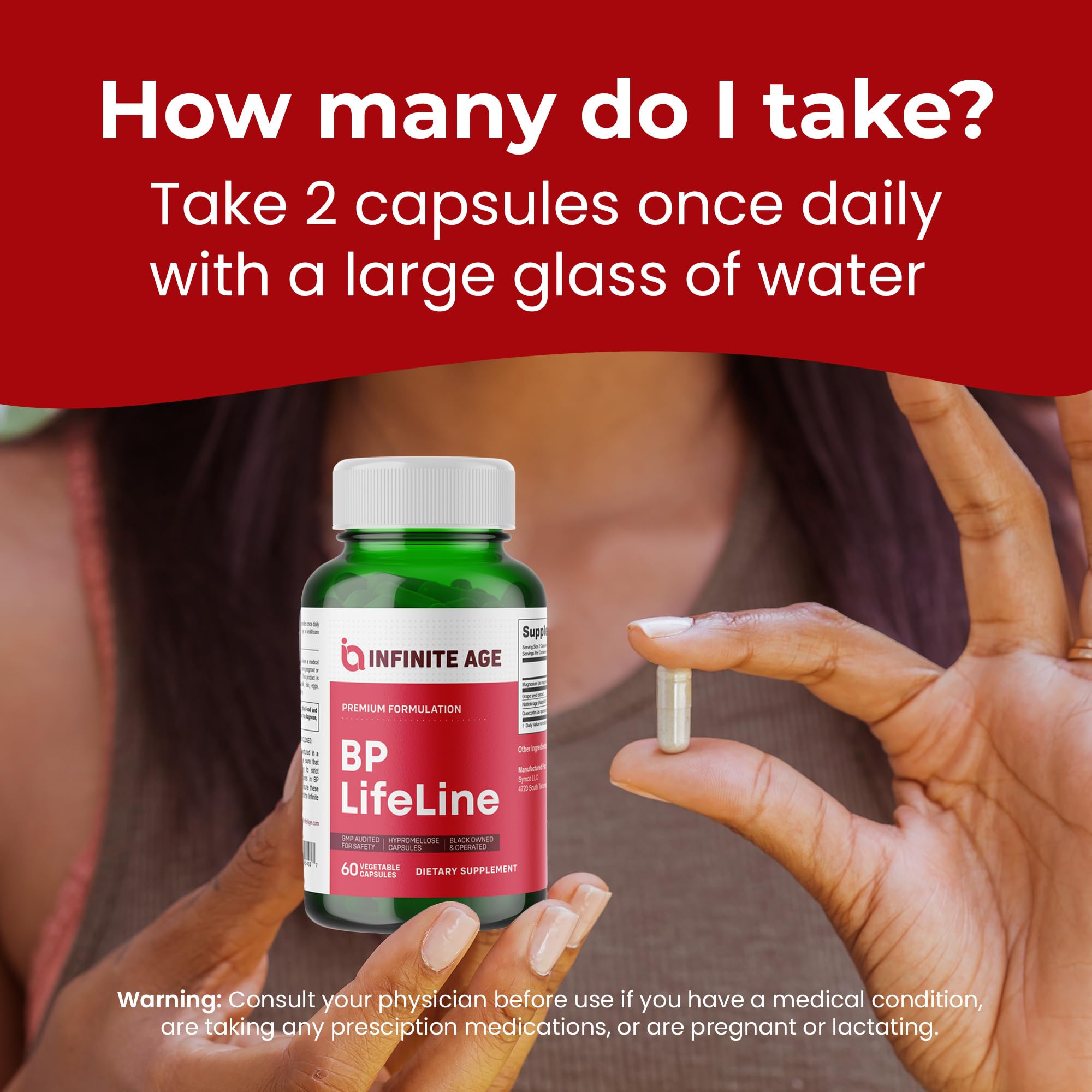 INFINITE AGE BP Lifeline capsules energy visual suggests daily activity support.