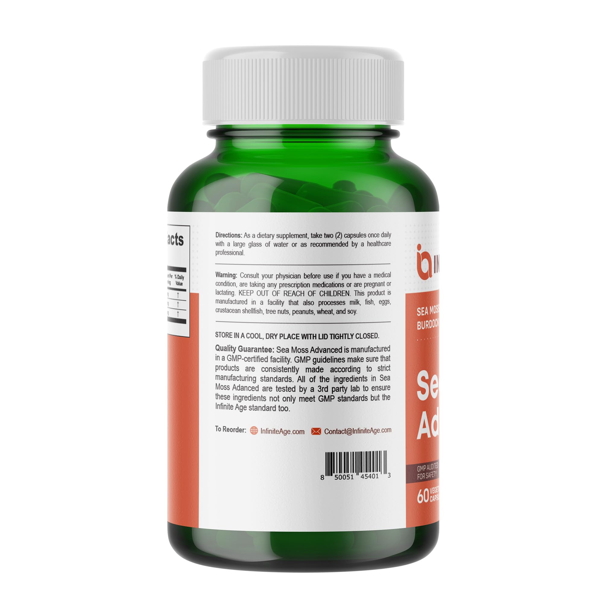 INFINITE AGE ingredients label image emphasizes 102 essential vitamins and minerals.