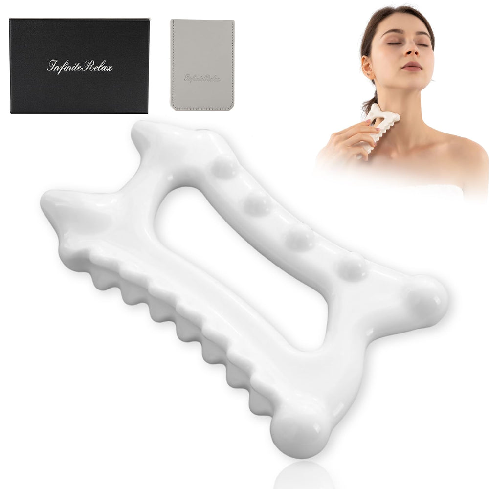 InfiniteRelax ceramic gua sha large dual-row tool for facial and body massage