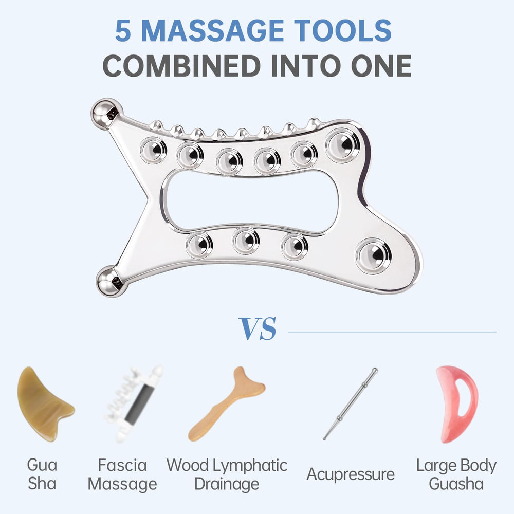 InfiniteRelax herramienta gua sha de metal para cara, perfila contornos con masaje suave.