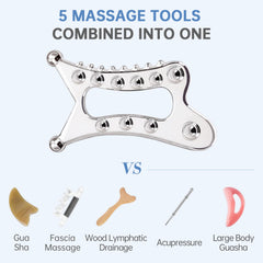 InfiniteRelax herramienta gua sha de metal para cara, perfila contornos con masaje suave.