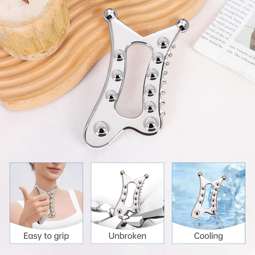 InfiniteRelax herramienta gua sha portátil con estuche, ideal para uso diario.