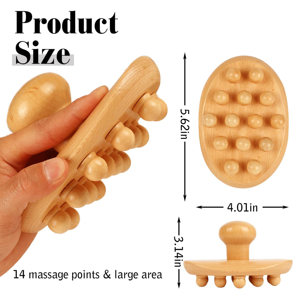 InfiniteRelax wood body brush close-up showing 14 beads.