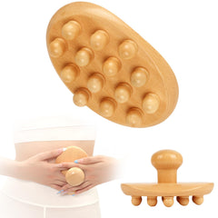 InfiniteRelax wood therapy tool with round grip for easy self-massage.