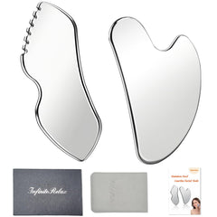 InfiniteRelax face gua sha in stainless steel for smoother facial contours