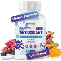 inGreens 10-in-1 antioxidants supplement bottle front showing premium formula for daily antioxidant support.