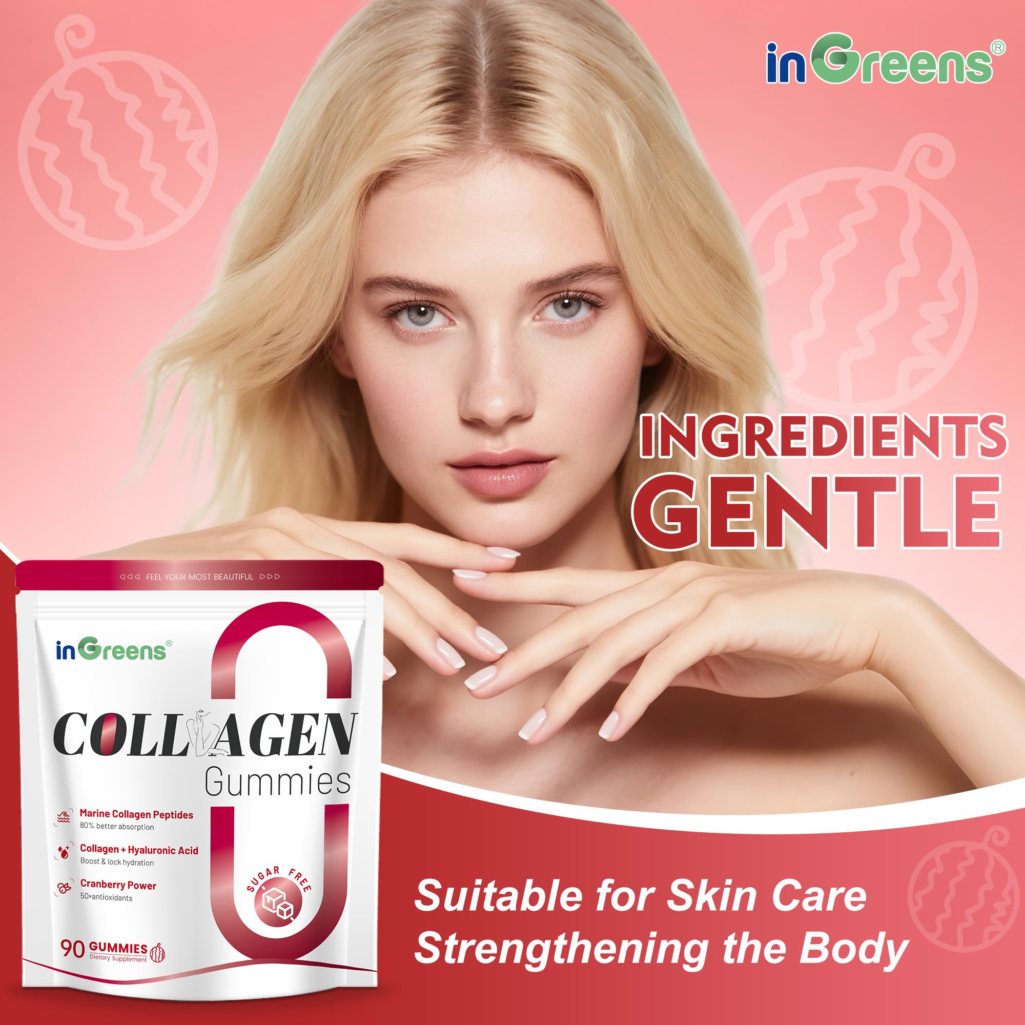 inGreens Collagen Gummies hyaluronic acid focus helps skin hydration