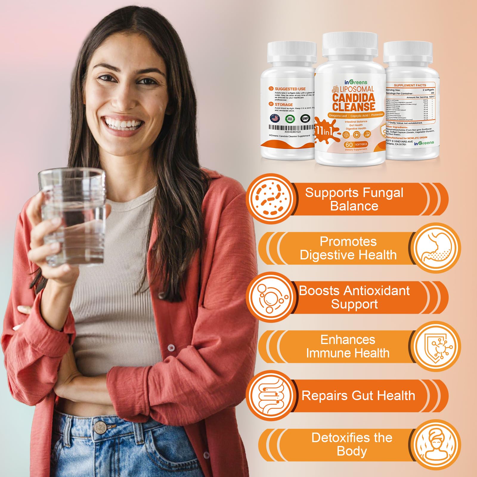 inGreens herbal extract capsules highlighting natural Candida cleanse
