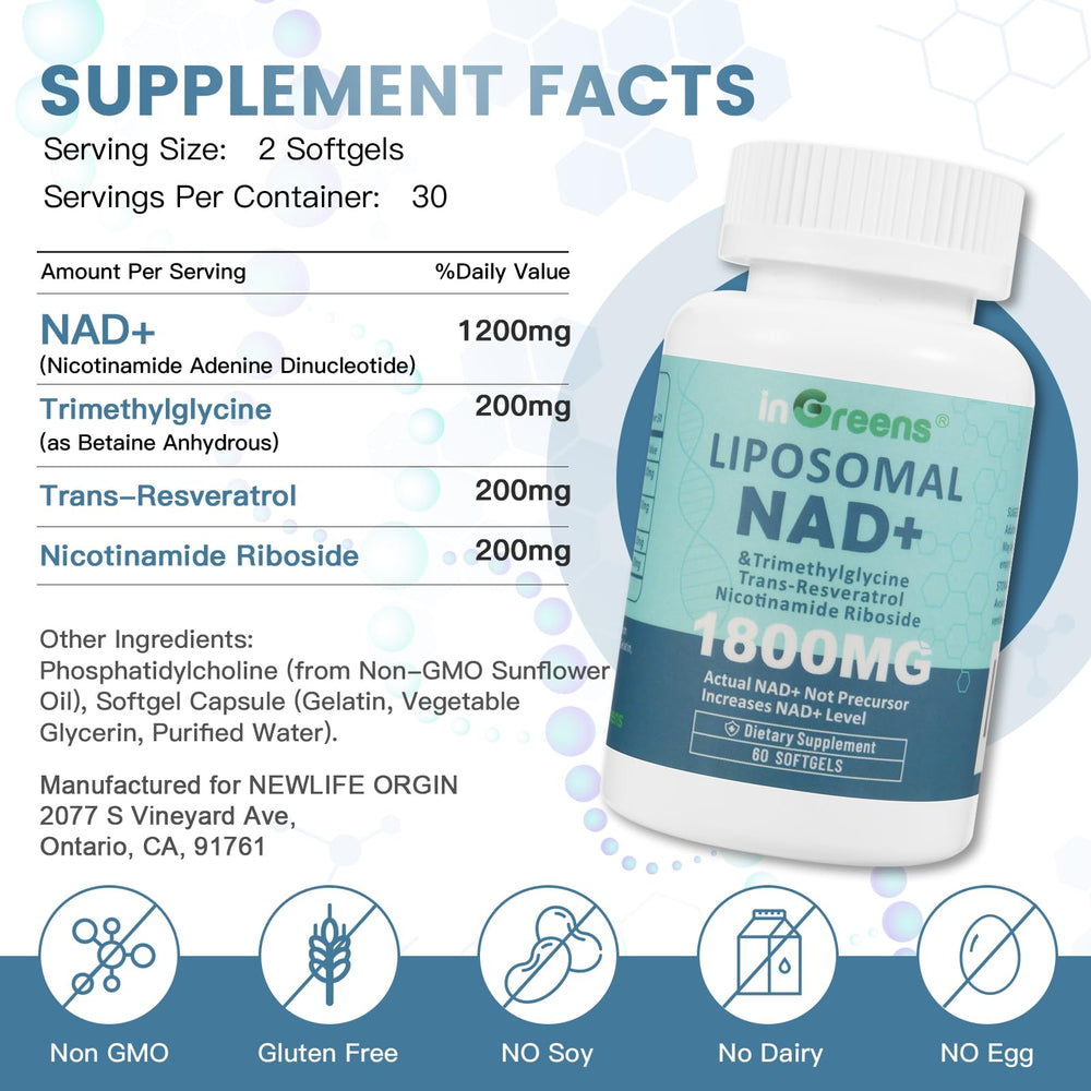 inGreens Liposomal NAD+ softgels closeup showing easy daily use.