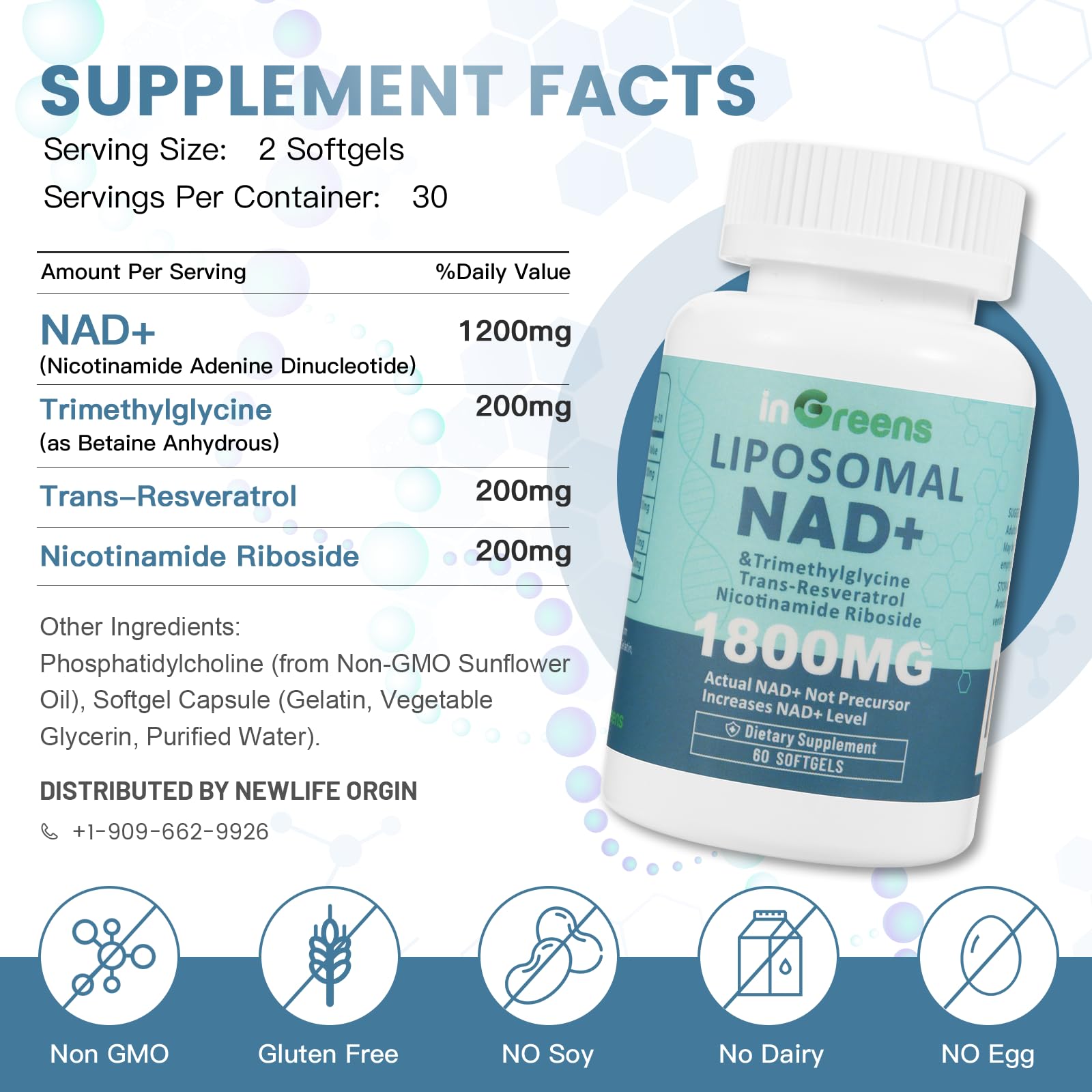 inGreens Liposomal NAD+ softgels arranged for easy daily supplementation